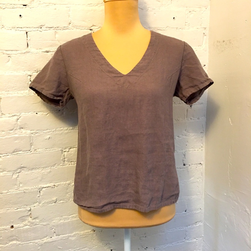 Not Perfect Linen short sleeve top b neck lilac size s